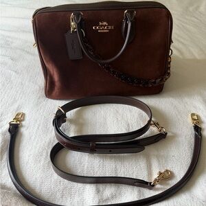 Coach Vintage Brown Suede Large Rowan Satchel